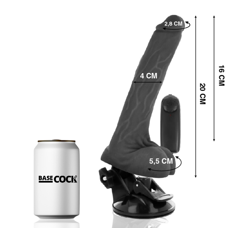 Basecock Vibratore Realistico con Telecomando con Testicoli Nero 20 cm Velocità Regolabile – immagine 2