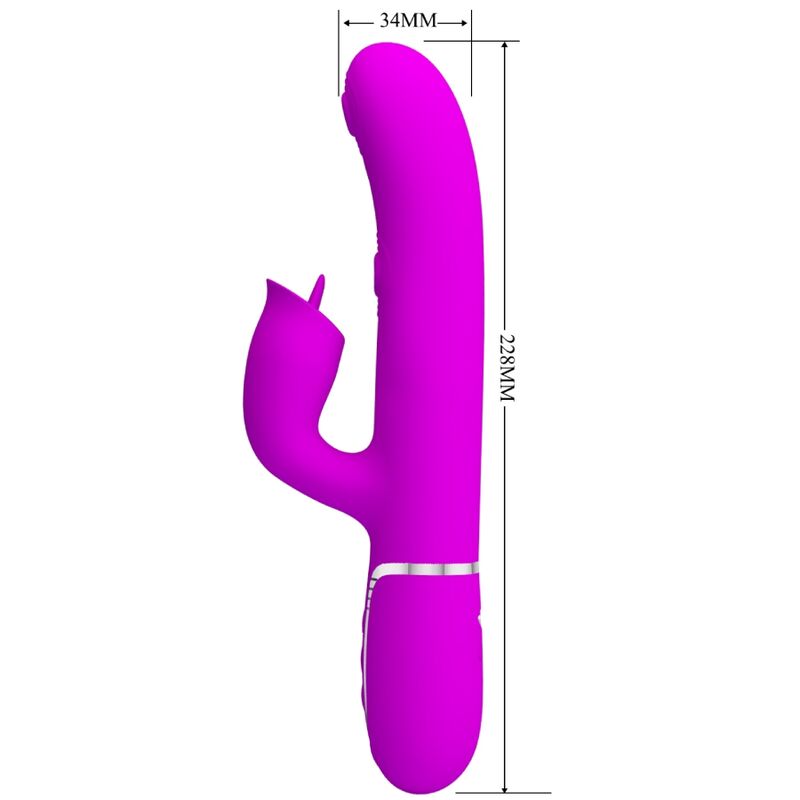 Pretty Love Vibratore Rabbit con Lingua e Pulsazione Fucsia – immagine 2