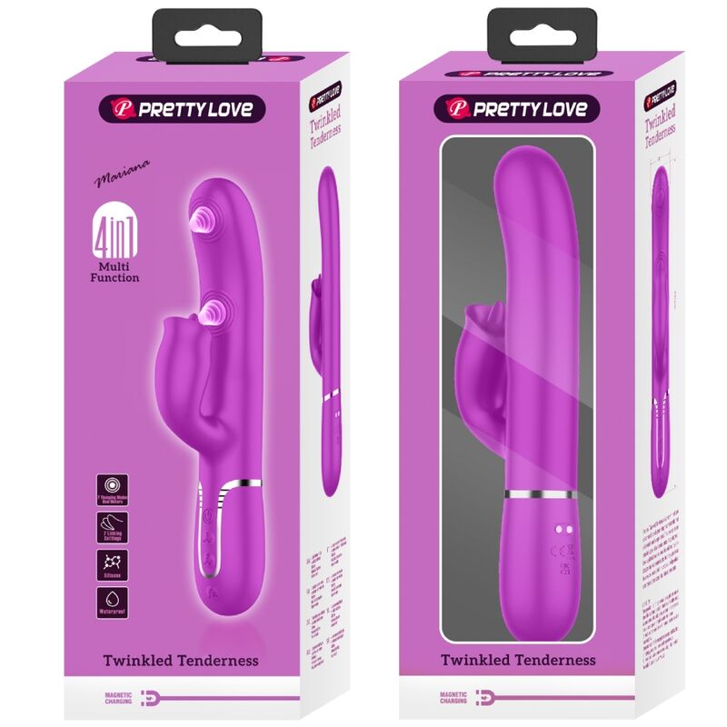 Pretty Love Vibratore Rabbit con Lingua e Pulsazione Fucsia – immagine 4