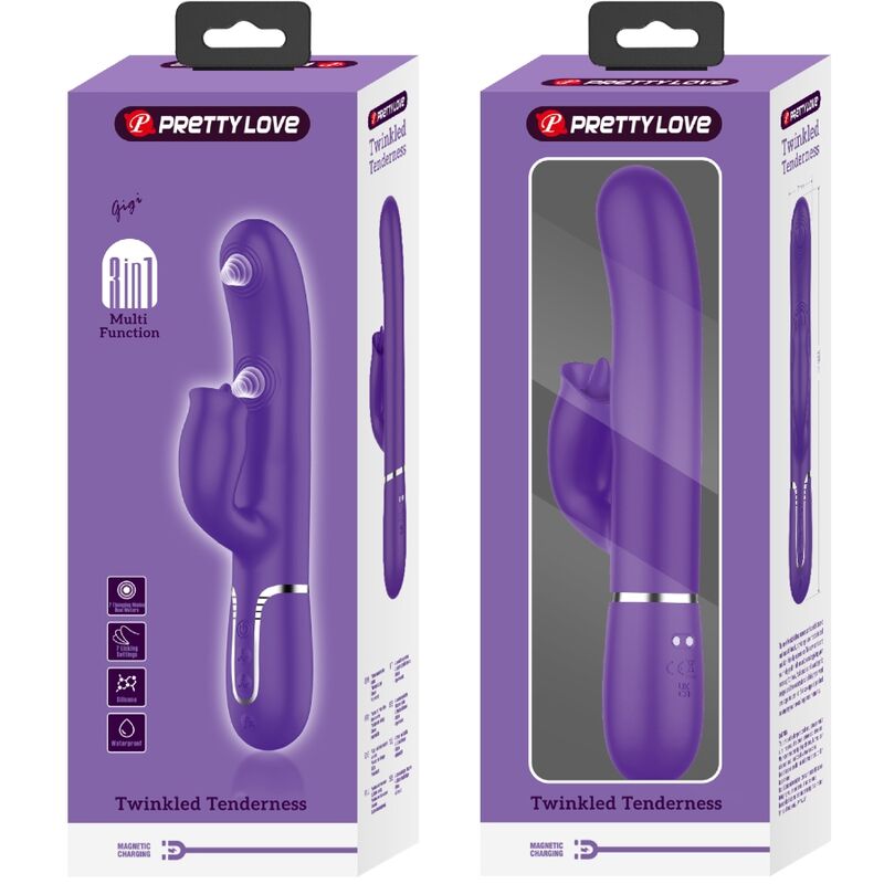 Pretty Love Vibratore Rabbit con Lingua e Pulsazione Viola – immagine 4