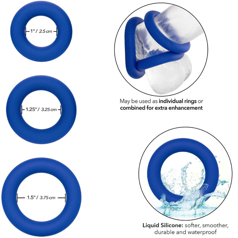 CalExotics Admiral Set 3 Anelli in Silicone Liquido Blu – immagine 2
