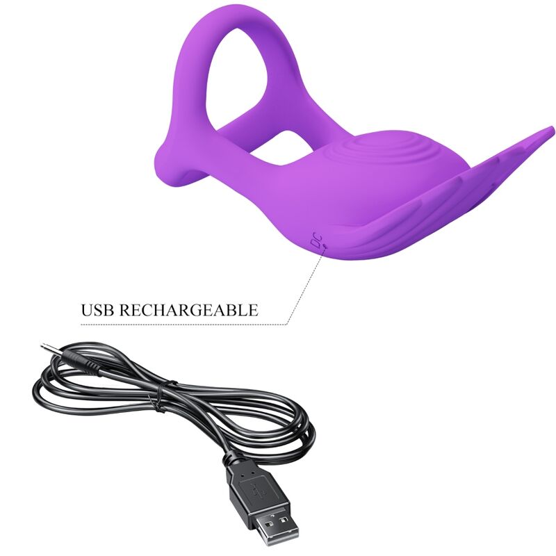 Pretty Love Silas Anello Vibrante Ricaricabile Viola – immagine 8