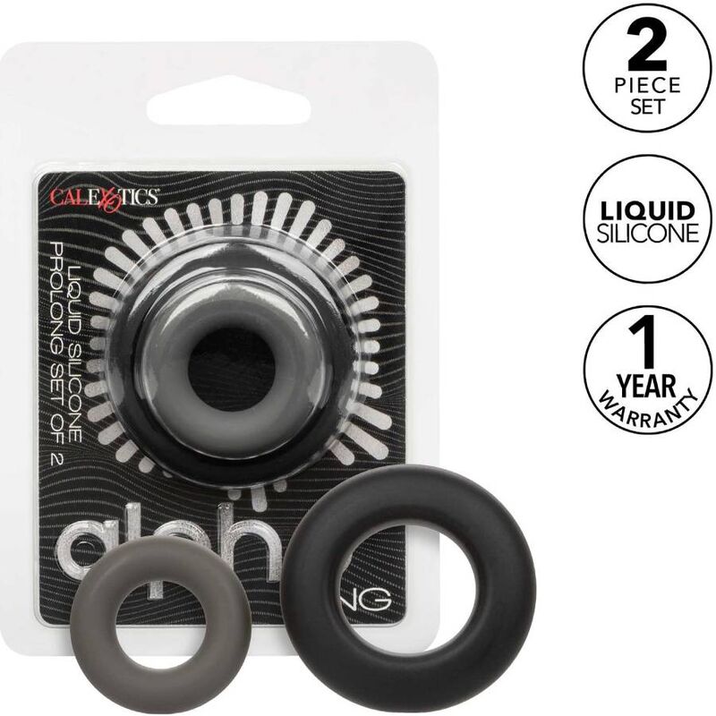 CalExotics Alpha Prolong Set 2 Anelli in Silicone Liquido Grigio