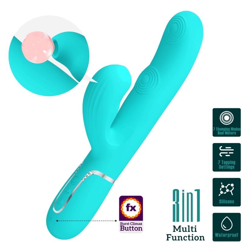 Pretty Love Perlita Vibratore Rabbit 3 in 1 Punto G Verde Acqua – immagine 10