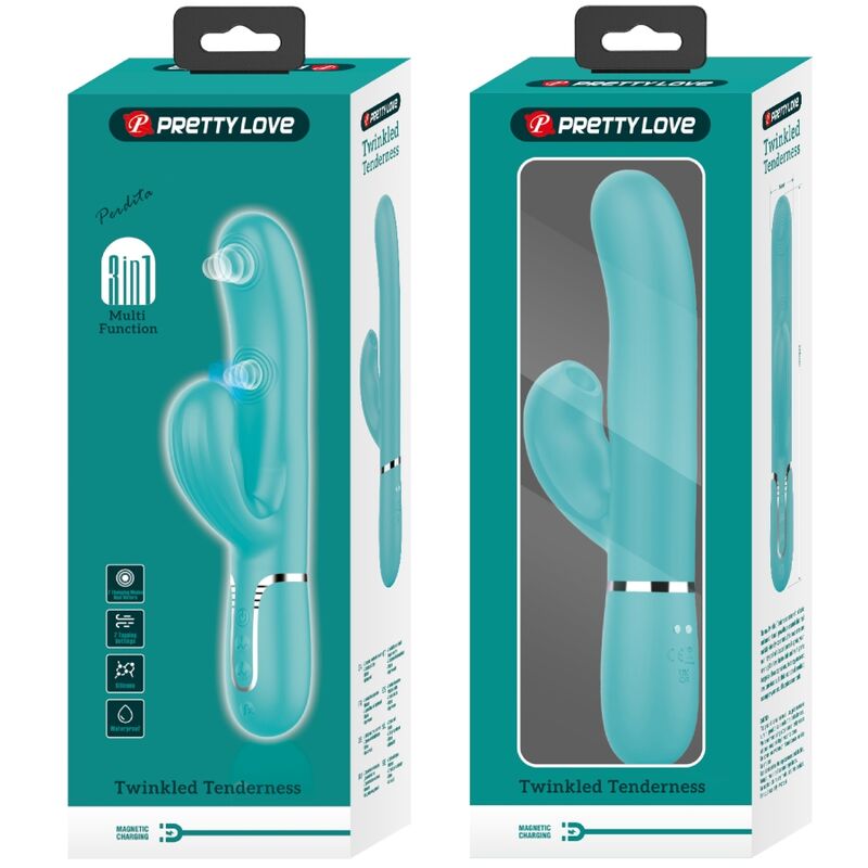 Pretty Love Perlita Vibratore Rabbit 3 in 1 Punto G Verde Acqua – immagine 11