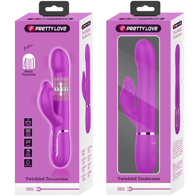 Pretty Love Vibratore Rabbit con Perle Su e Giù Viola – immagine 10