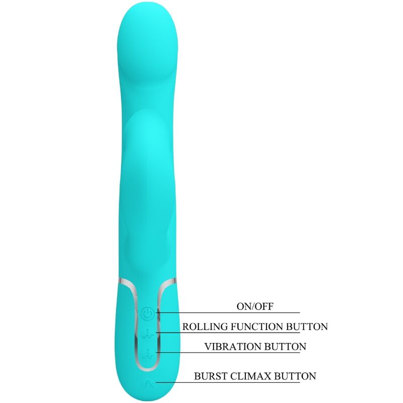 Pretty Love Vibratore Rabbit con Perle Su e Giù Verde Acqua – immagine 8