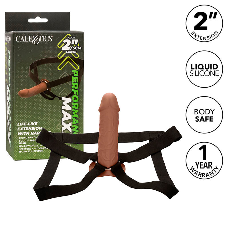 CalExotics Performance Maxx Estensione Realistica con Imbracatura Pelle Marrone – immagine 2
