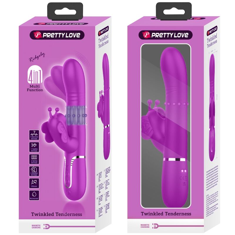 Pretty Love Vibratore Rabbit 4 in 1 con Farfalla Fucsia – immagine 11