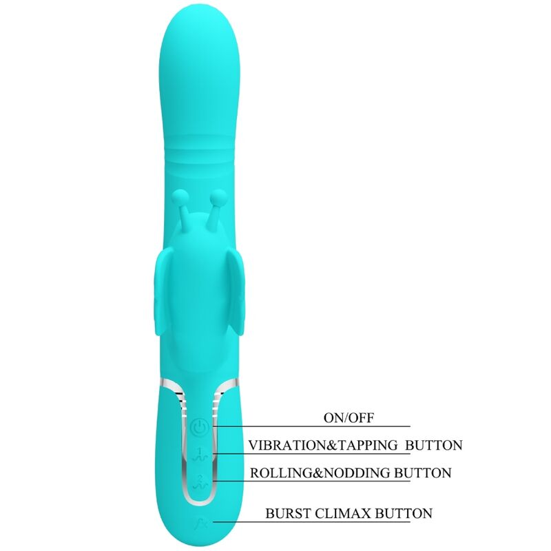 Pretty Love Vibratore Rabbit 4 in 1 con Farfalla Verde Acqua – immagine 8