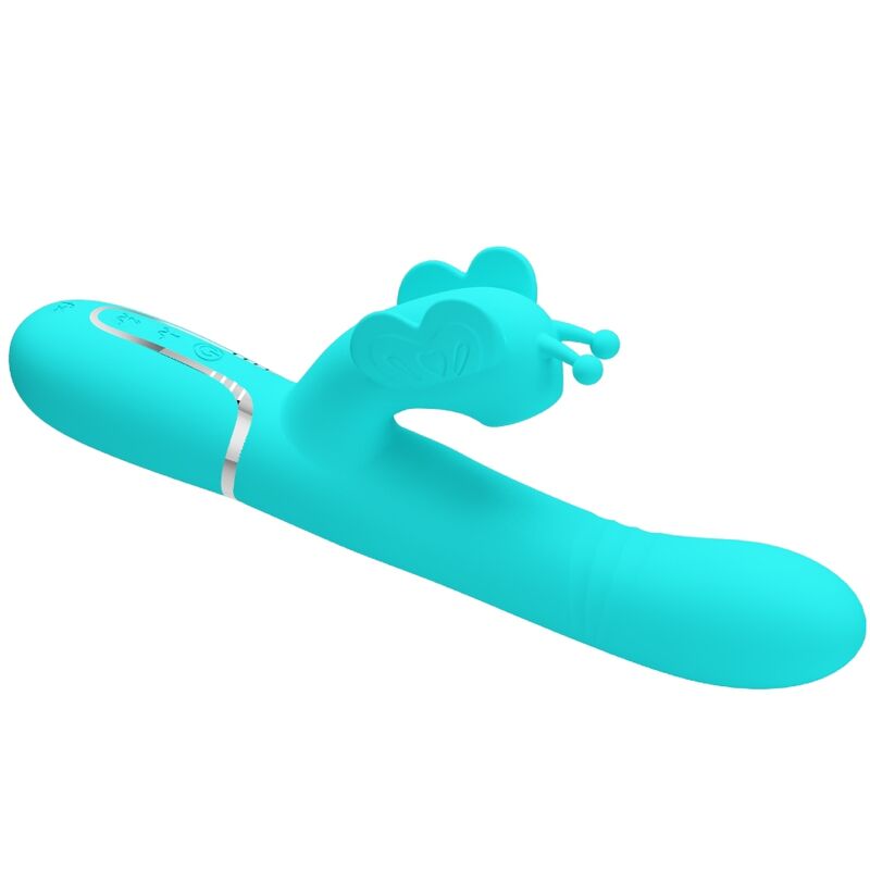 Pretty Love Vibratore Rabbit 4 in 1 con Farfalla Verde Acqua – immagine 5