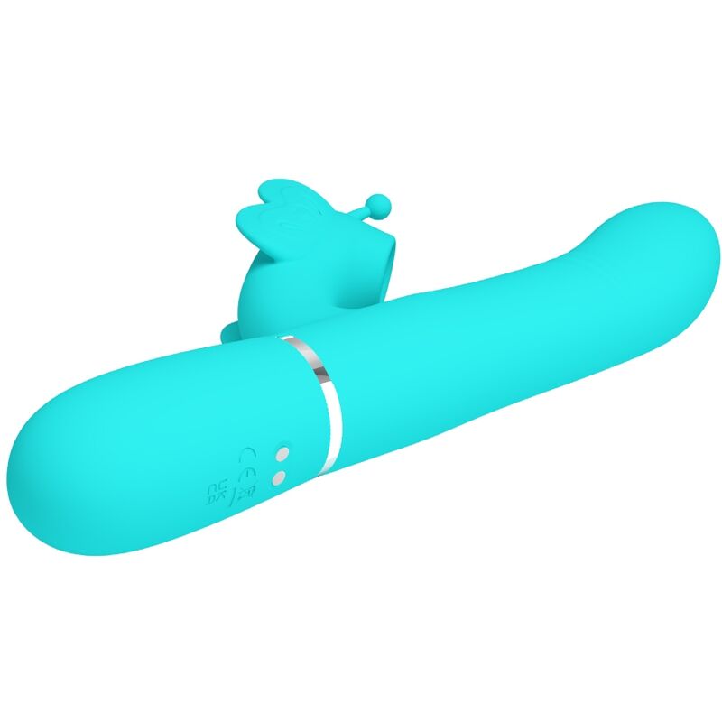 Pretty Love Vibratore Rabbit 4 in 1 con Farfalla Verde Acqua – immagine 4