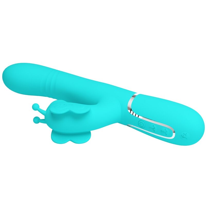 Pretty Love Vibratore Rabbit 4 in 1 con Farfalla Verde Acqua – immagine 6