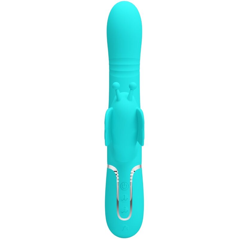 Pretty Love Vibratore Rabbit 4 in 1 con Farfalla Verde Acqua – immagine 2