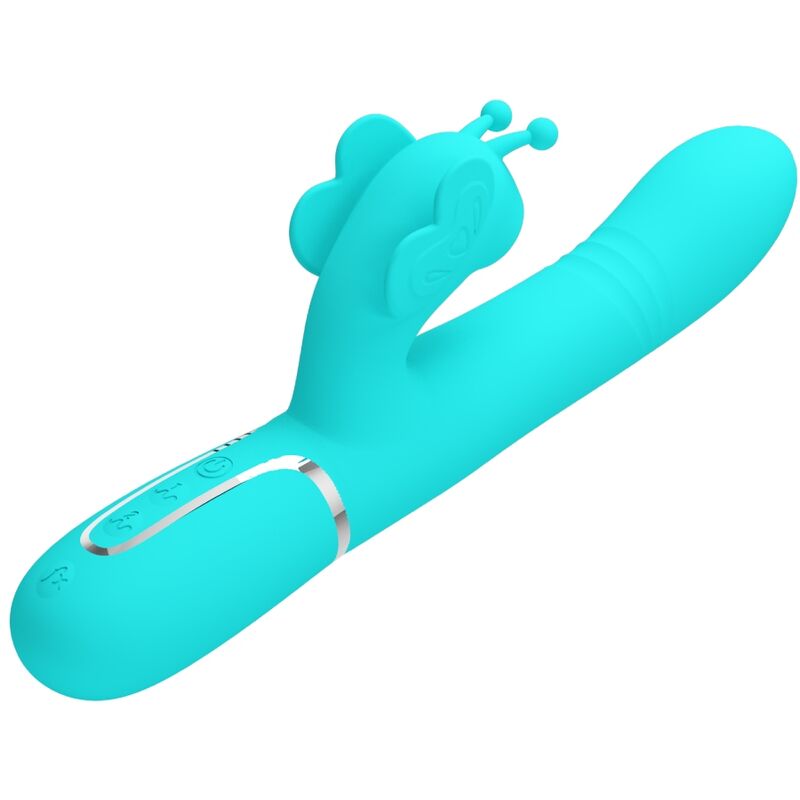 Pretty Love Vibratore Rabbit 4 in 1 con Farfalla Verde Acqua – immagine 3
