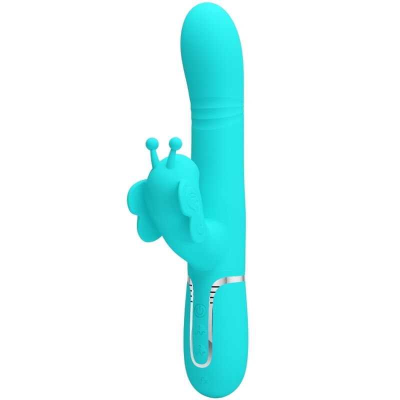 Pretty Love Vibratore Rabbit 4 in 1 con Farfalla Verde Acqua