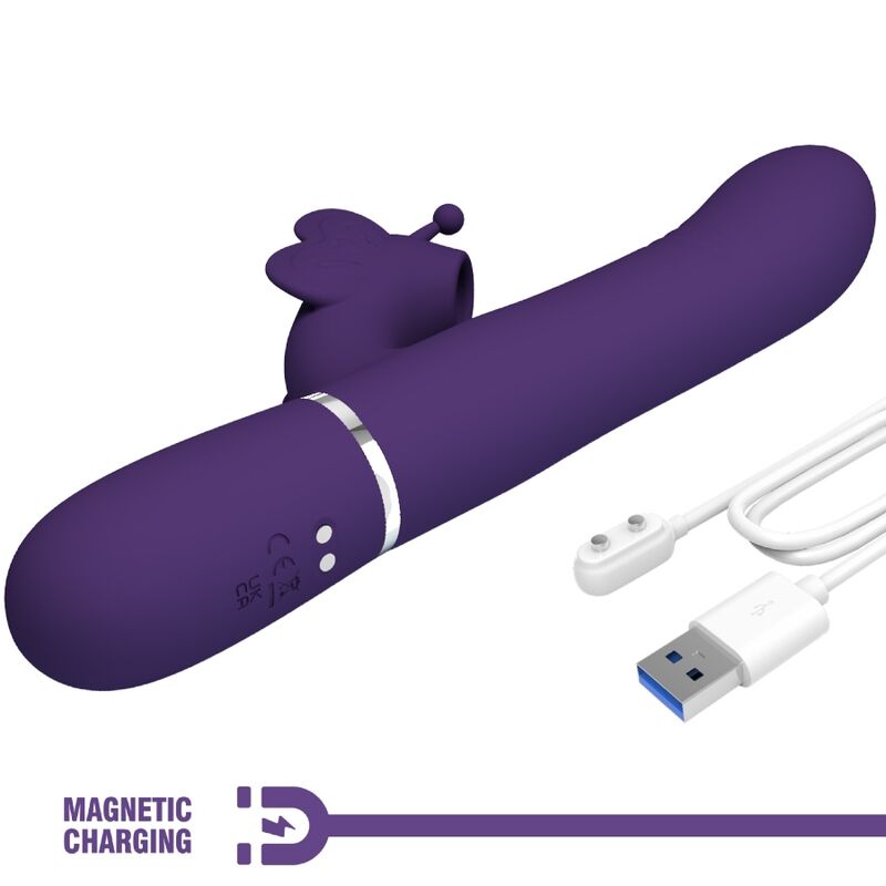 Pretty Love Vibratore Rabbit 4 in 1 con Farfalla Viola – immagine 9