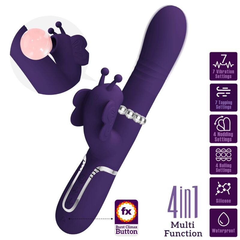 Pretty Love Vibratore Rabbit 4 in 1 con Farfalla Viola – immagine 10