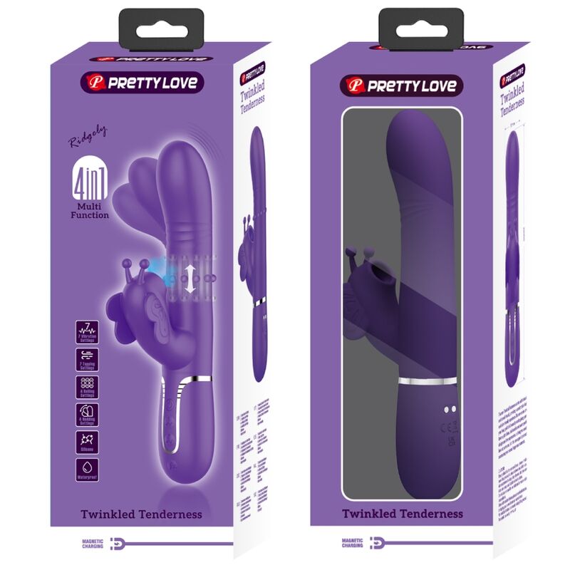 Pretty Love Vibratore Rabbit 4 in 1 con Farfalla Viola – immagine 11