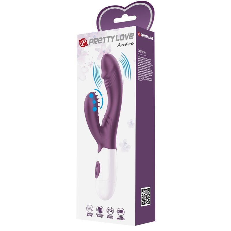 Pretty Love Andre Vibratore Rabbit con Petali e Onde Viola – immagine 10