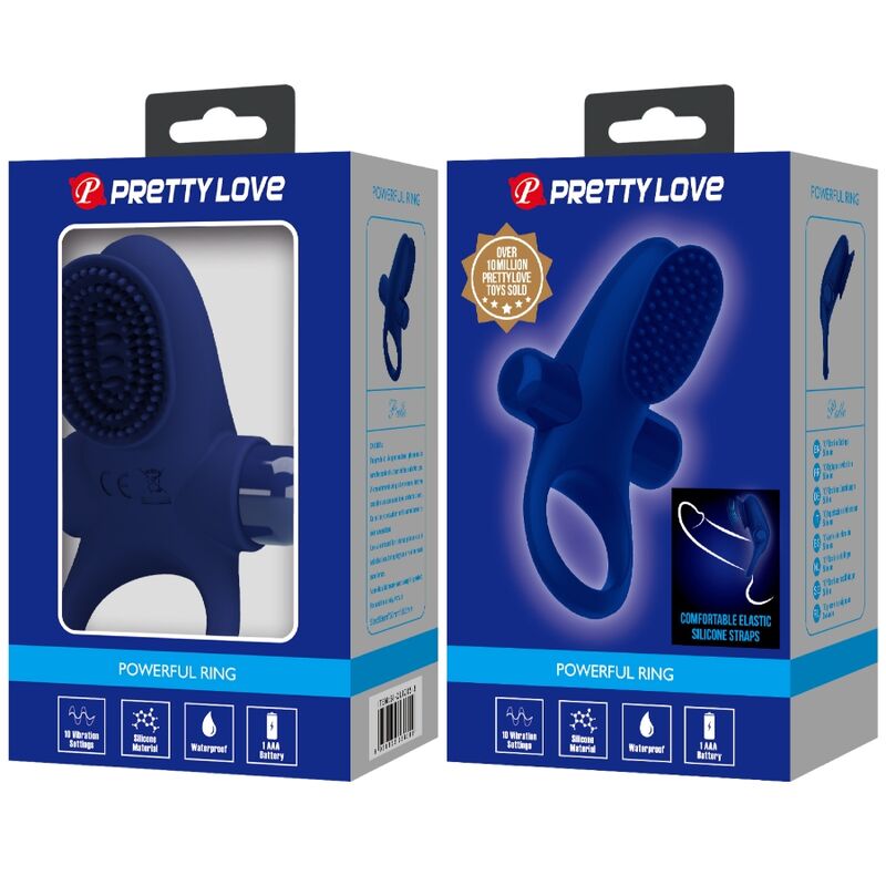 Pretty Love Palle Anello Vibrante con Stimolatore Blu – immagine 9