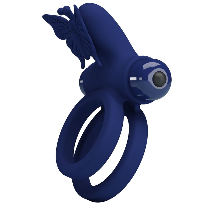 Pretty Love Jamele Doppio Anello Vibrante con Farfalla Blu – immagine 2