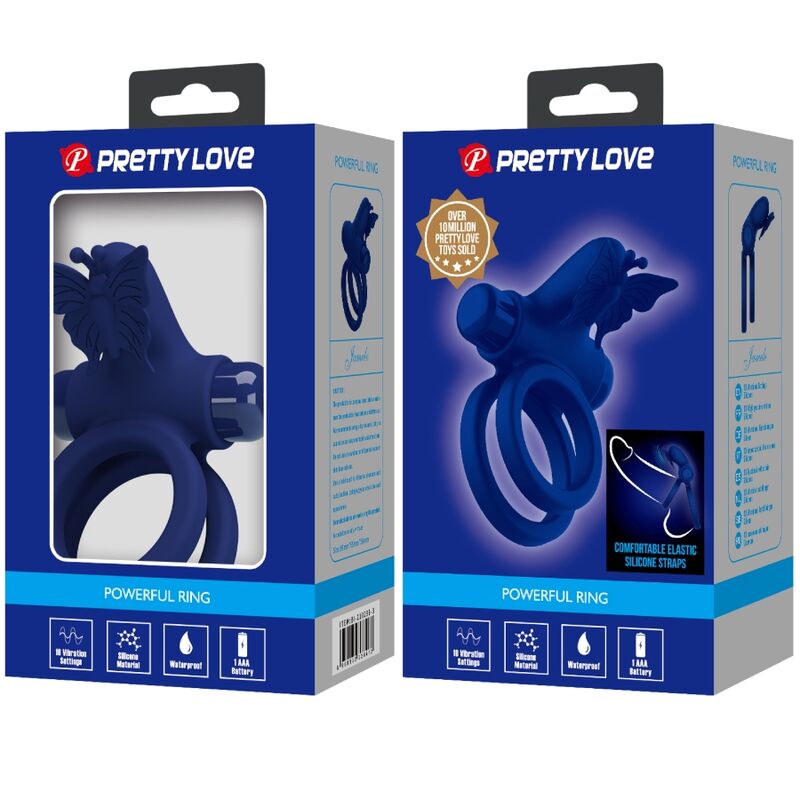 Pretty Love Jamele Doppio Anello Vibrante con Farfalla Blu – immagine 10