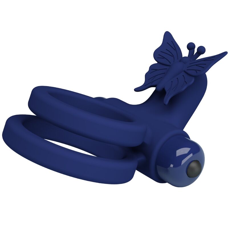 Pretty Love Jamele Doppio Anello Vibrante con Farfalla Blu – immagine 5