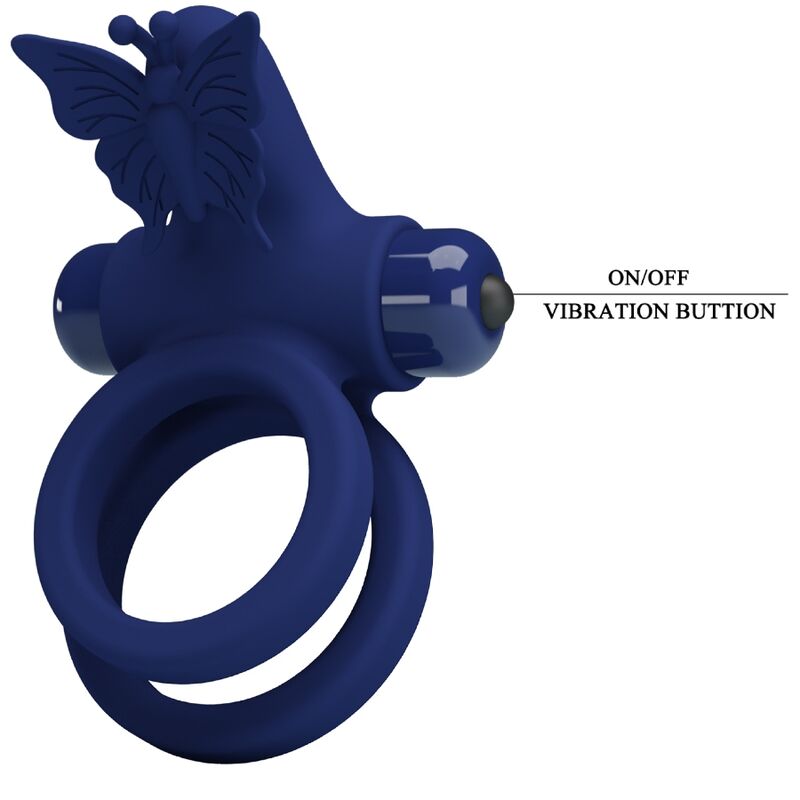 Pretty Love Jamele Doppio Anello Vibrante con Farfalla Blu – immagine 8
