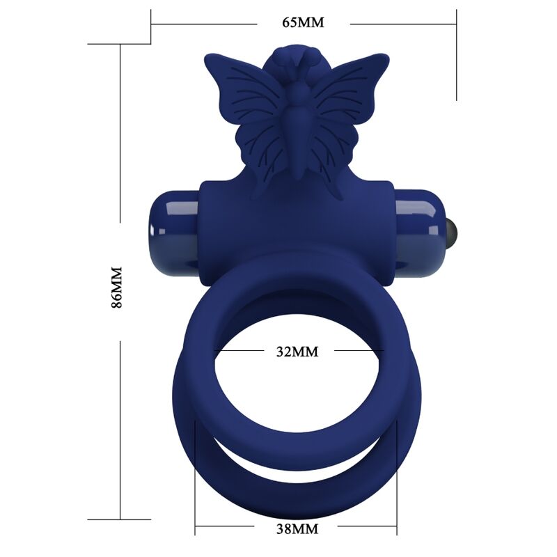 Pretty Love Jamele Doppio Anello Vibrante con Farfalla Blu – immagine 7