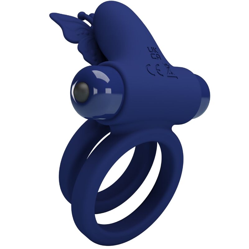 Pretty Love Jamele Doppio Anello Vibrante con Farfalla Blu – immagine 3