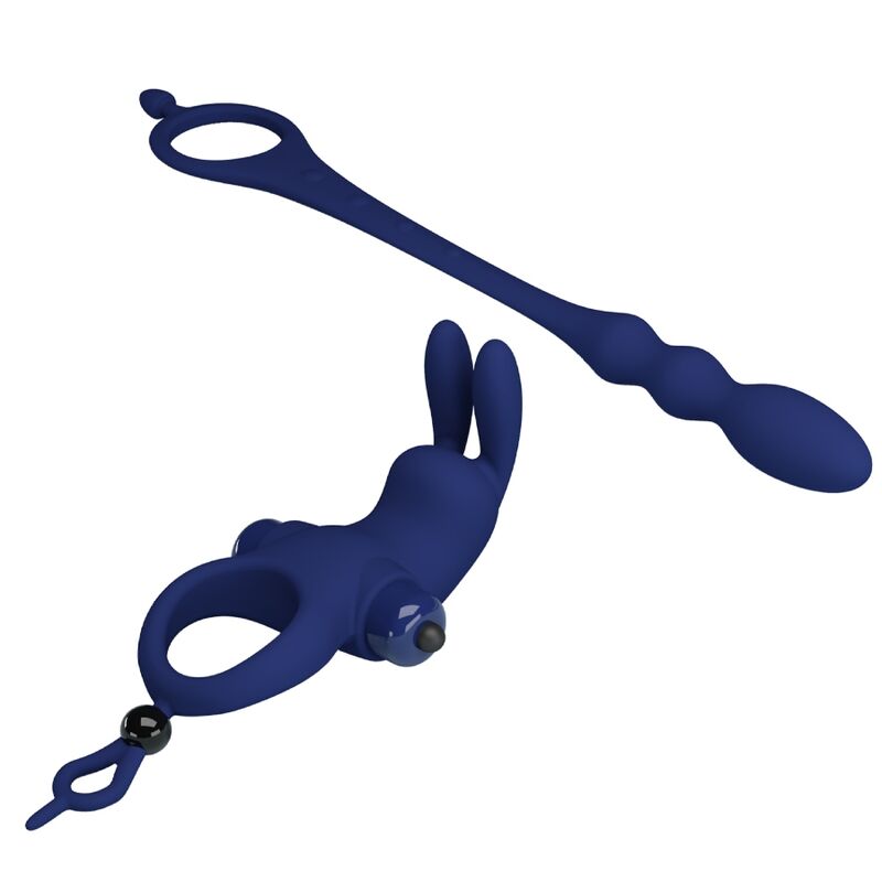 Pretty Love Ayad Anello Vibrante Coniglietto con Plug Anale Blu – immagine 6