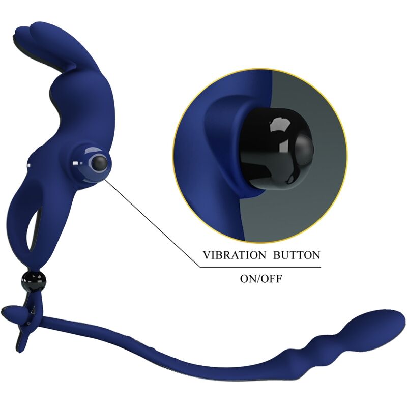 Pretty Love Ayad Anello Vibrante Coniglietto con Plug Anale Blu – immagine 10