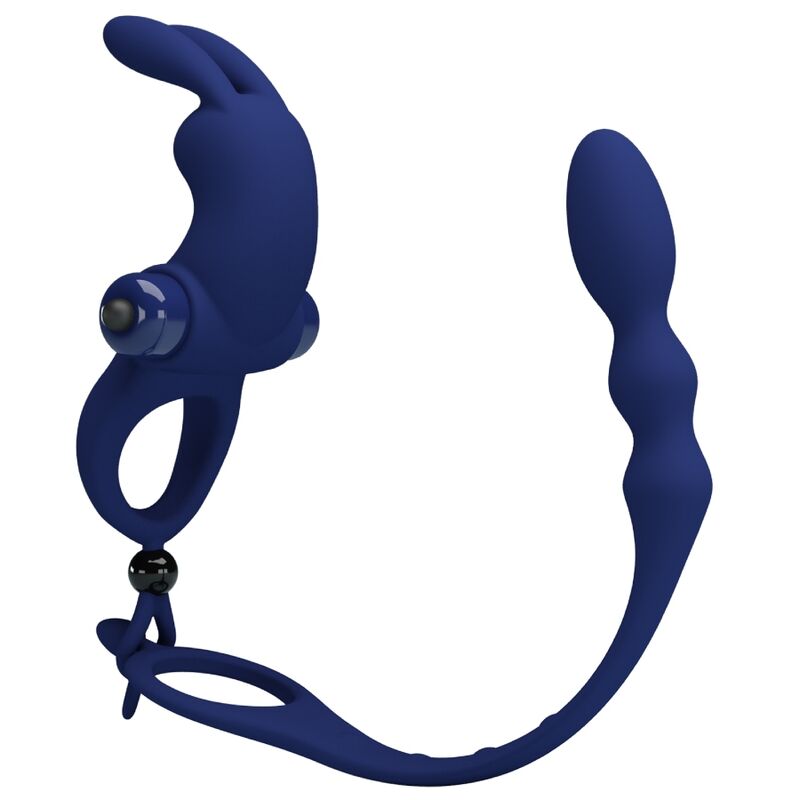 Pretty Love Ayad Anello Vibrante Coniglietto con Plug Anale Blu