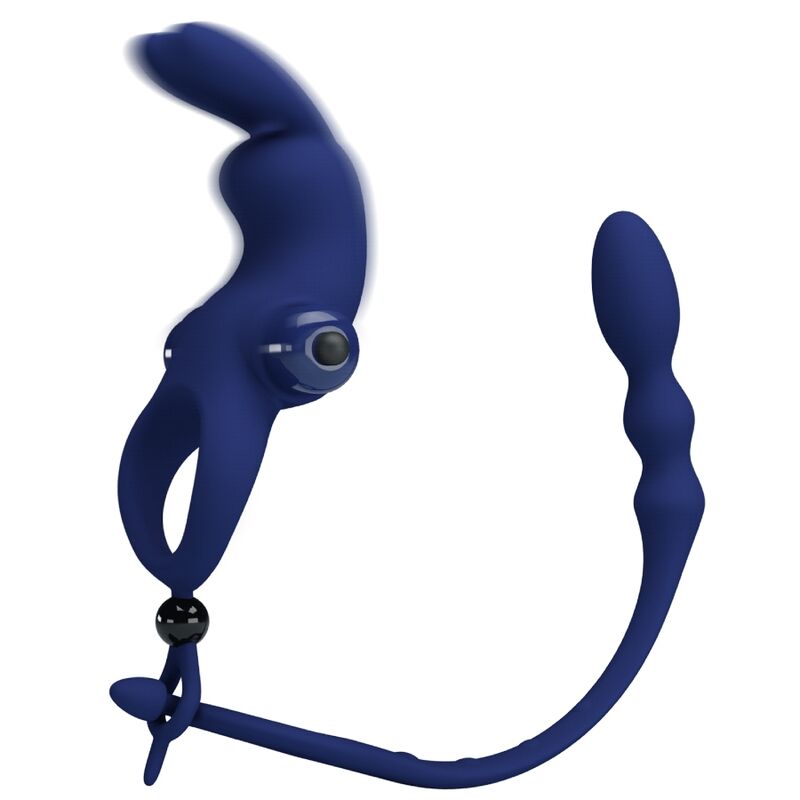 Pretty Love Ayad Anello Vibrante Coniglietto con Plug Anale Blu – immagine 3