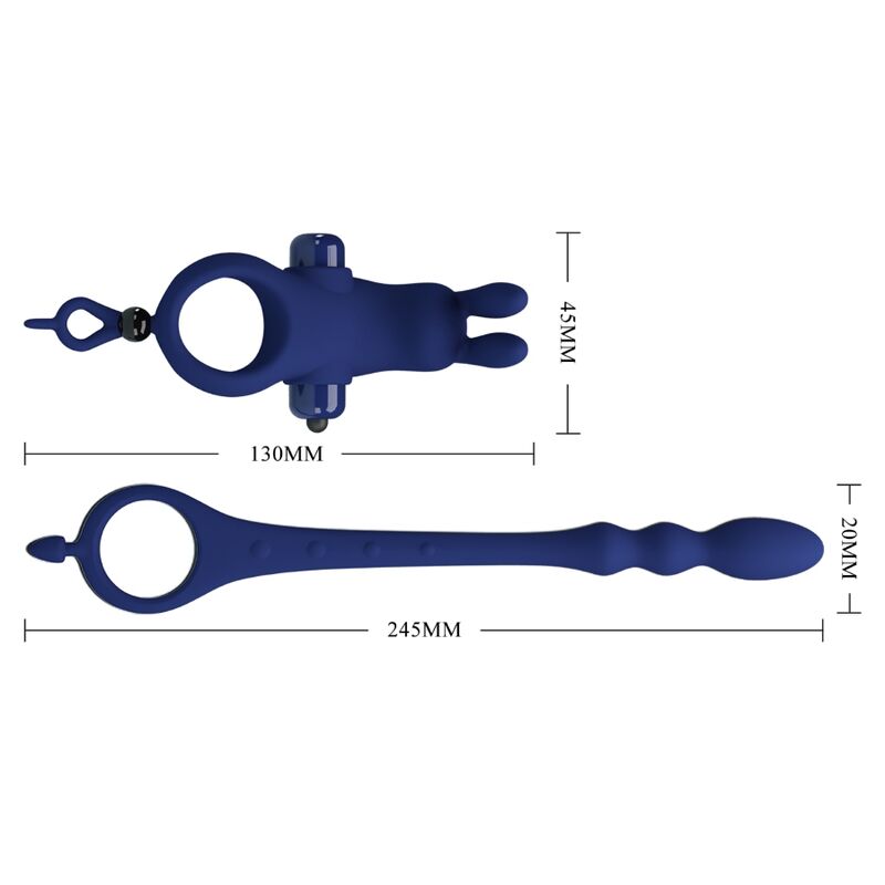 Pretty Love Ayad Anello Vibrante Coniglietto con Plug Anale Blu – immagine 8
