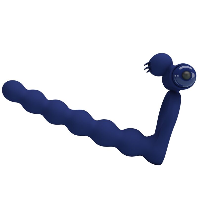 Pretty Love Ajmal Anello Vibrante con Plug Anale Blu – immagine 2