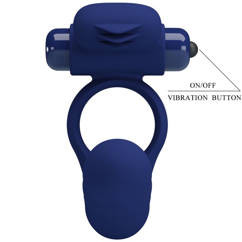 Pretty Love Ajmal Anello Vibrante con Plug Anale Blu – immagine 9