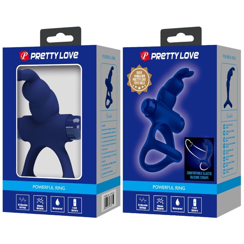 Pretty Love Luchito Doppio Anello Vibrante Coniglietto Blu – immagine 10