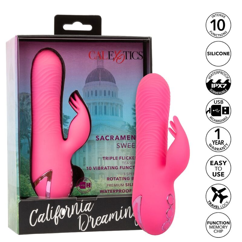CalExotics California Dreaming Sacramento Sweetie Vibratore Rabbit Rosa – immagine 9