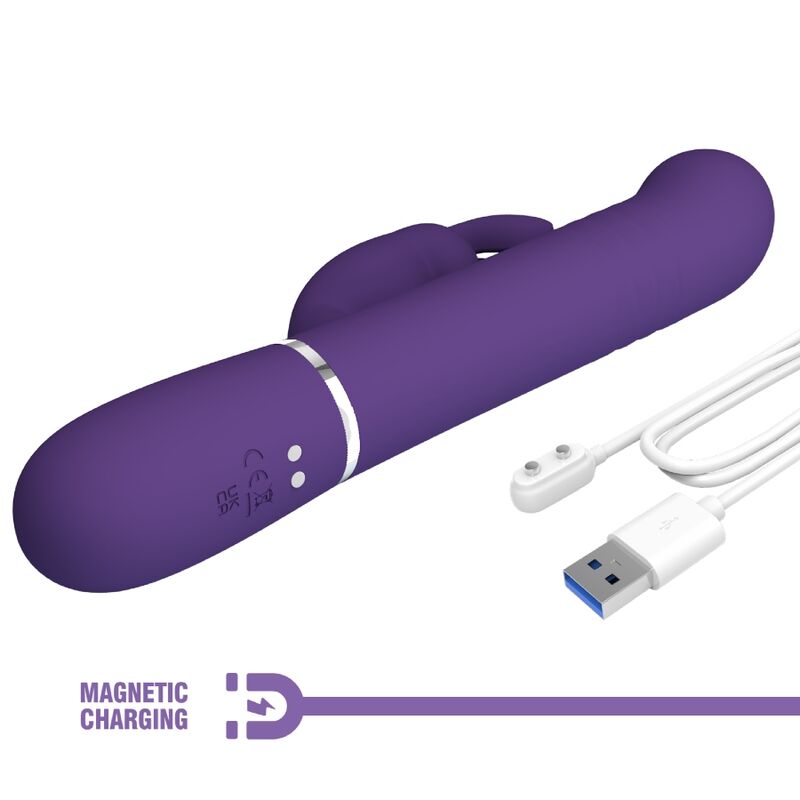 Pretty Love Coale Vibratore Rabbit 4 in 1 con Rotazione e Spinta Viola – immagine 9