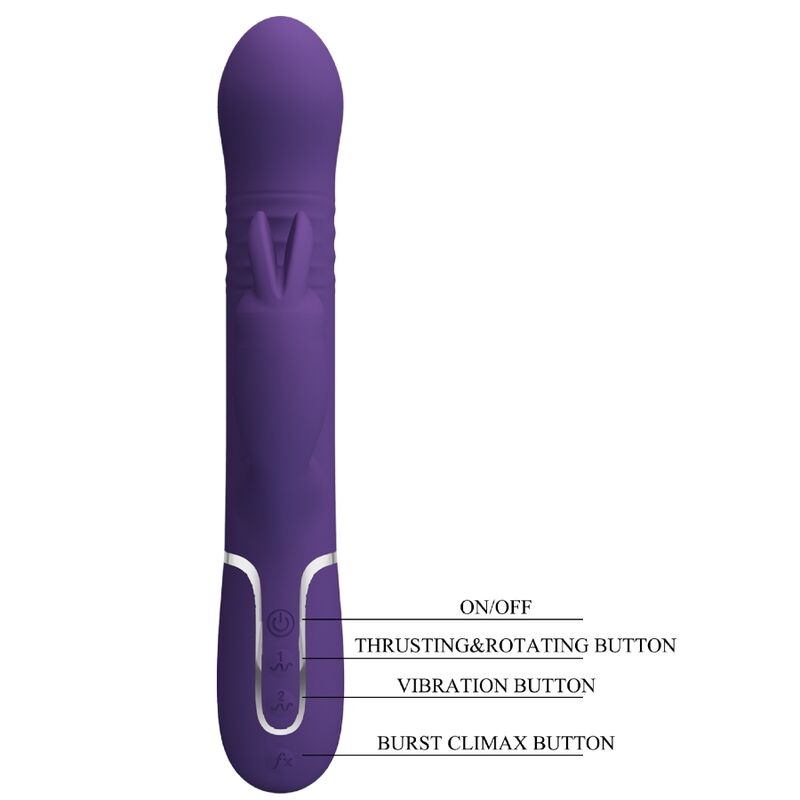 Pretty Love Coale Vibratore Rabbit 4 in 1 con Rotazione e Spinta Viola – immagine 8