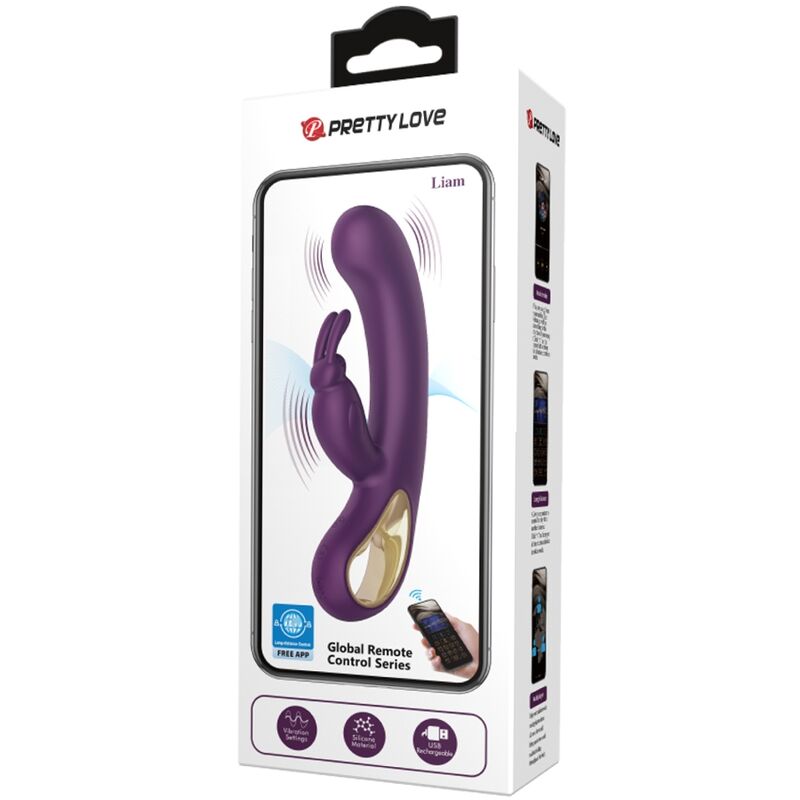 Pretty Love Liam Vibratore Rabbit Doppio Motore 12 Funzioni Viola – immagine 4