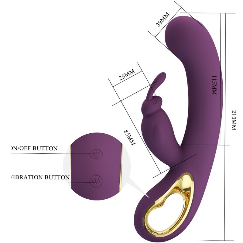 Pretty Love Liam Vibratore Rabbit Doppio Motore 12 Funzioni Viola – immagine 3