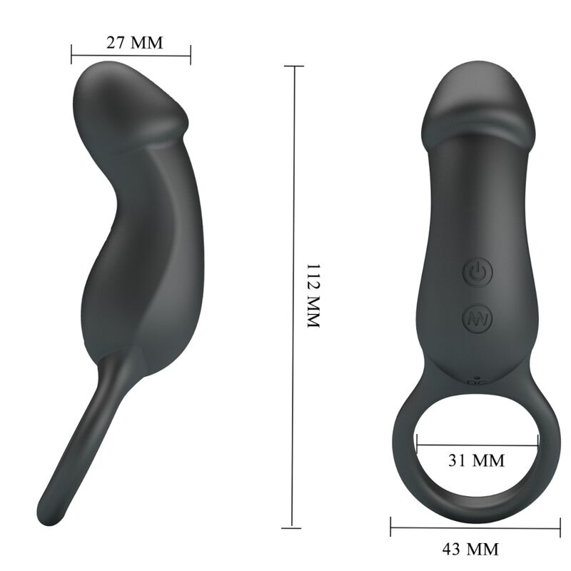 Pretty Love Trae Anello Vibrante con Stimolatore Ricaricabile Nero – immagine 4