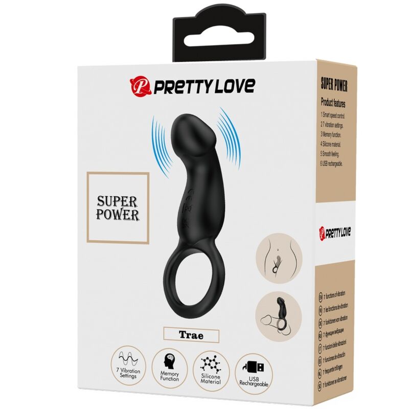 Pretty Love Trae Anello Vibrante con Stimolatore Ricaricabile Nero – immagine 6