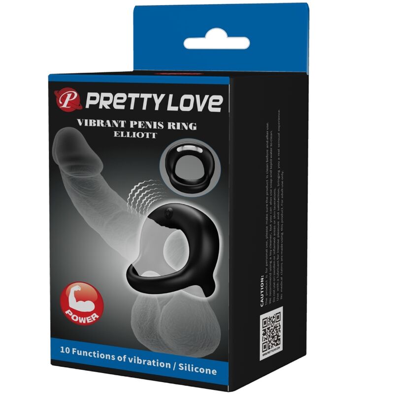 Pretty Love Elliott Anello Vibrante Pene e Testicoli Ricaricabile Nero – immagine 9