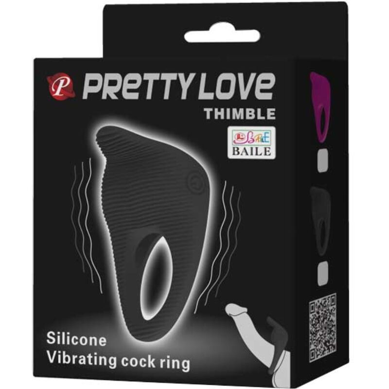Pretty Love Thimble Anello Vibrante per il Pene Nero – immagine 8