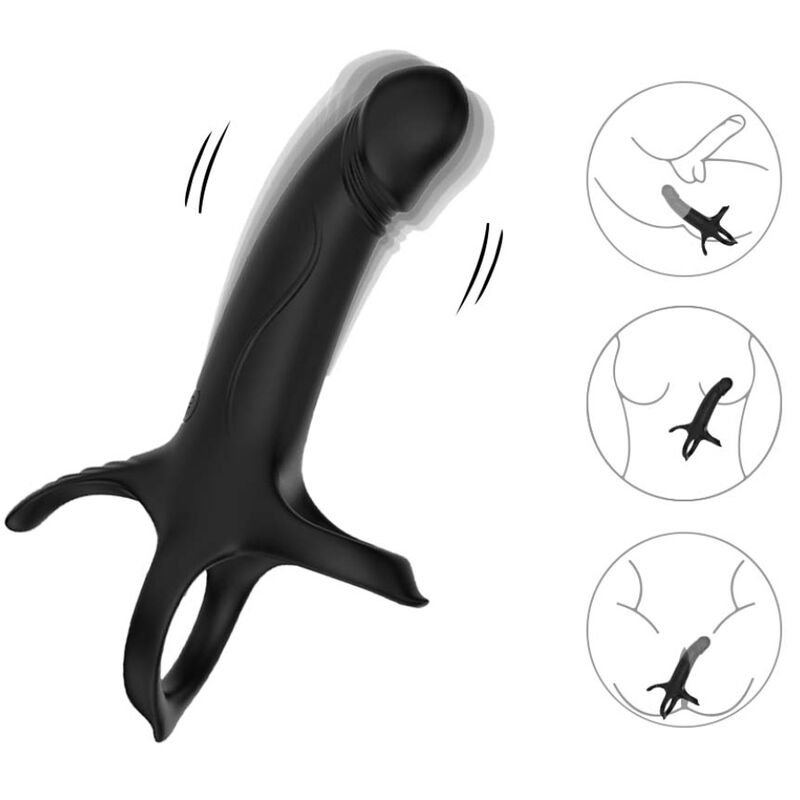 Armony Anello Fallico Vibrante con Dildo Anale Nero – immagine 4