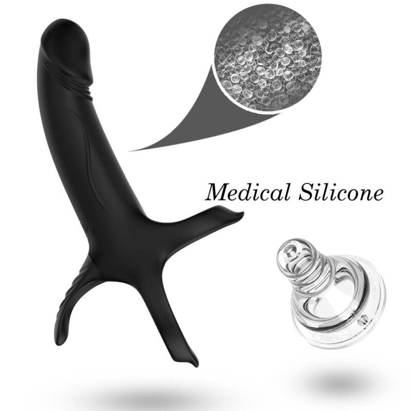 Armony Anello Fallico Vibrante con Dildo Anale Nero – immagine 5